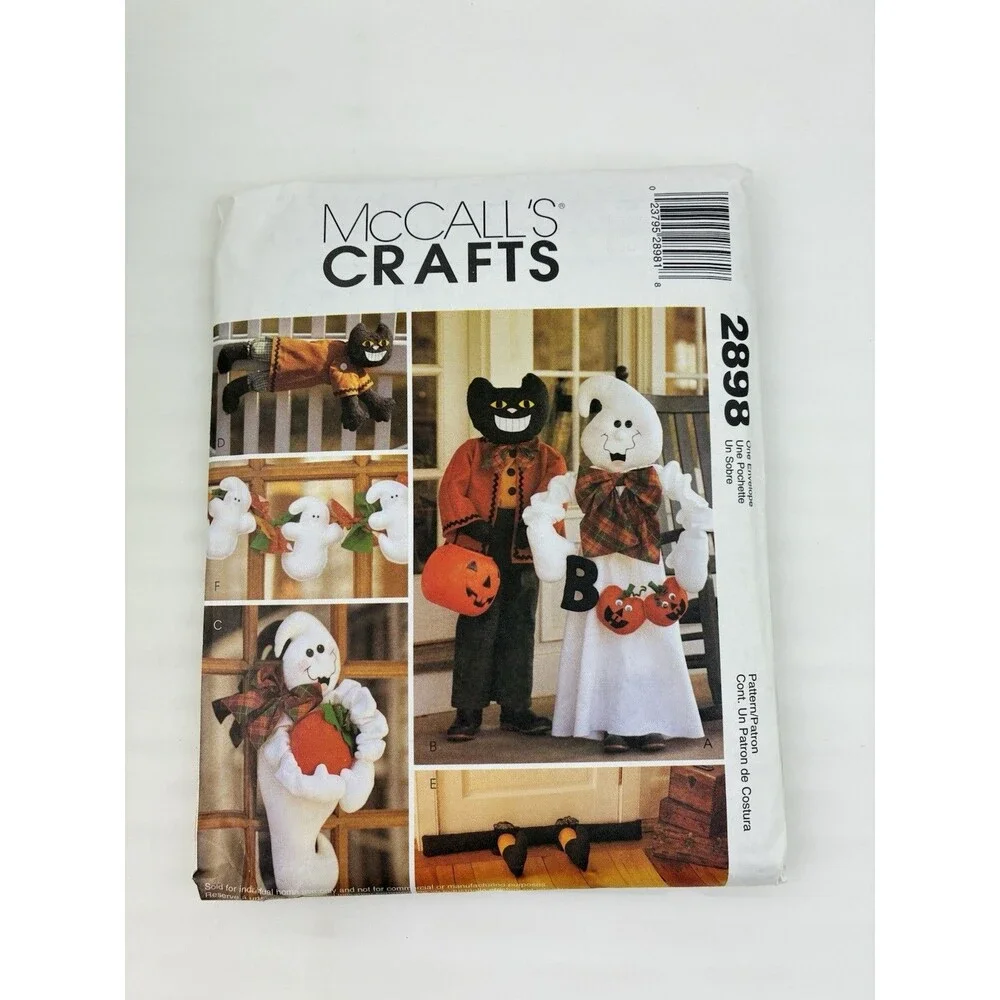 Cute Halloween Decor Door Greeter Ghost Cat Witch Feet Uncut Pattern 2898 Y2K